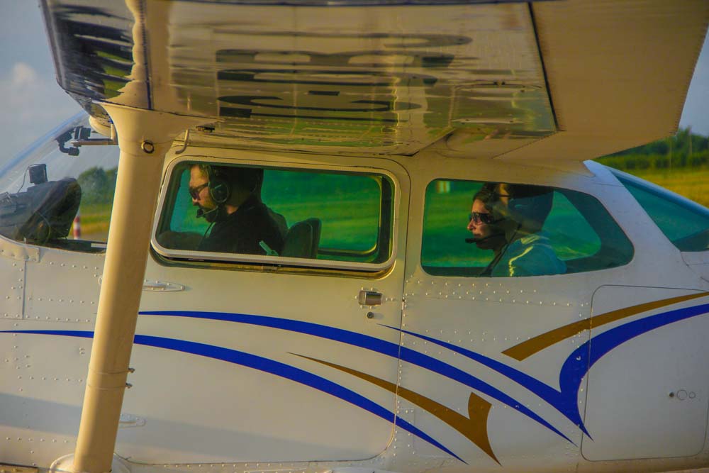 Flight training at an international airport
